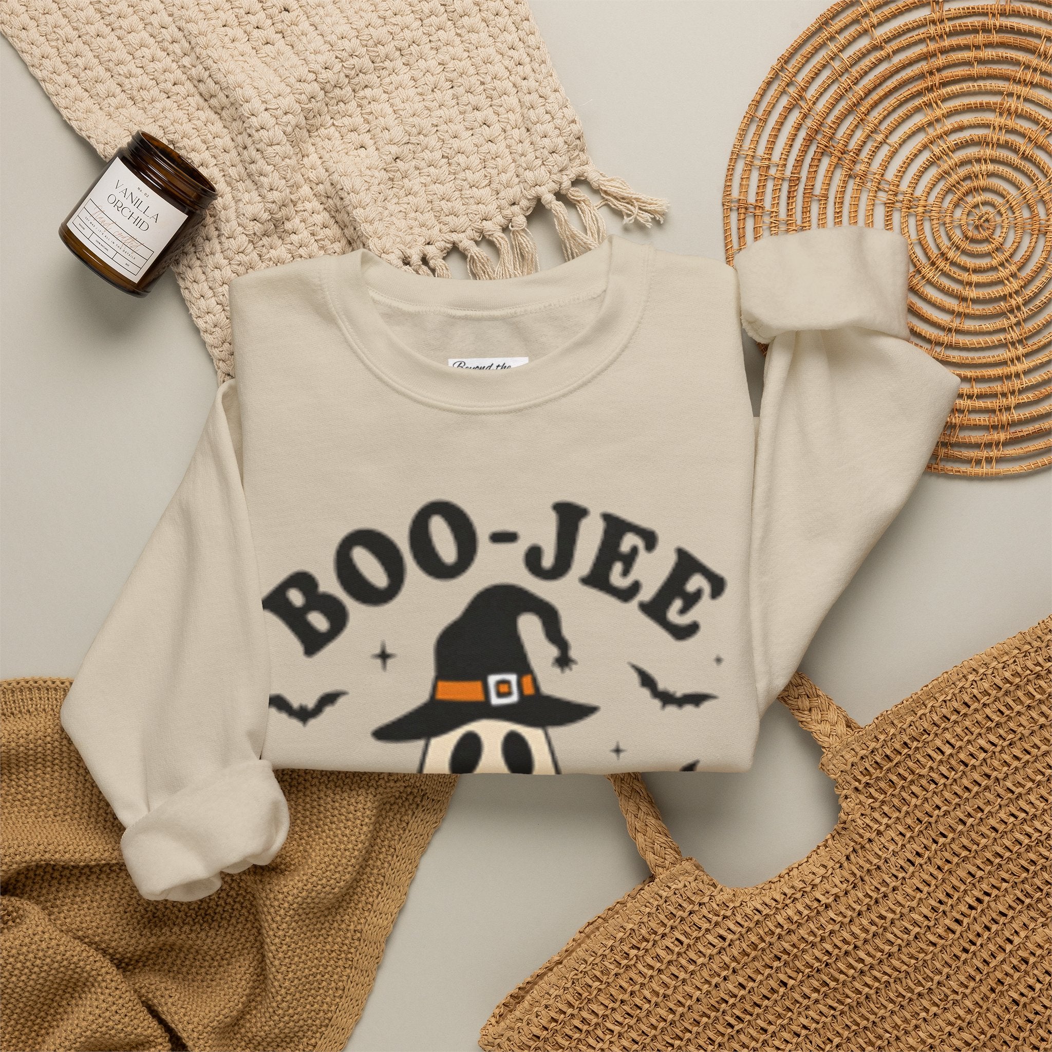 Boo-jee Ghost Sweatshirt – Cute Halloween Witch Ghost with Pumpkin & Boba
