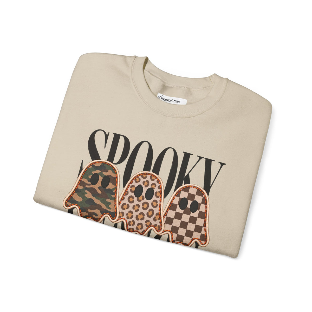 Spooky Season Ghost Sweatshirt, Cute Halloween Crewneck, Leopard Ghost Fall Sweater, Halloween Graphic Sweatshirt