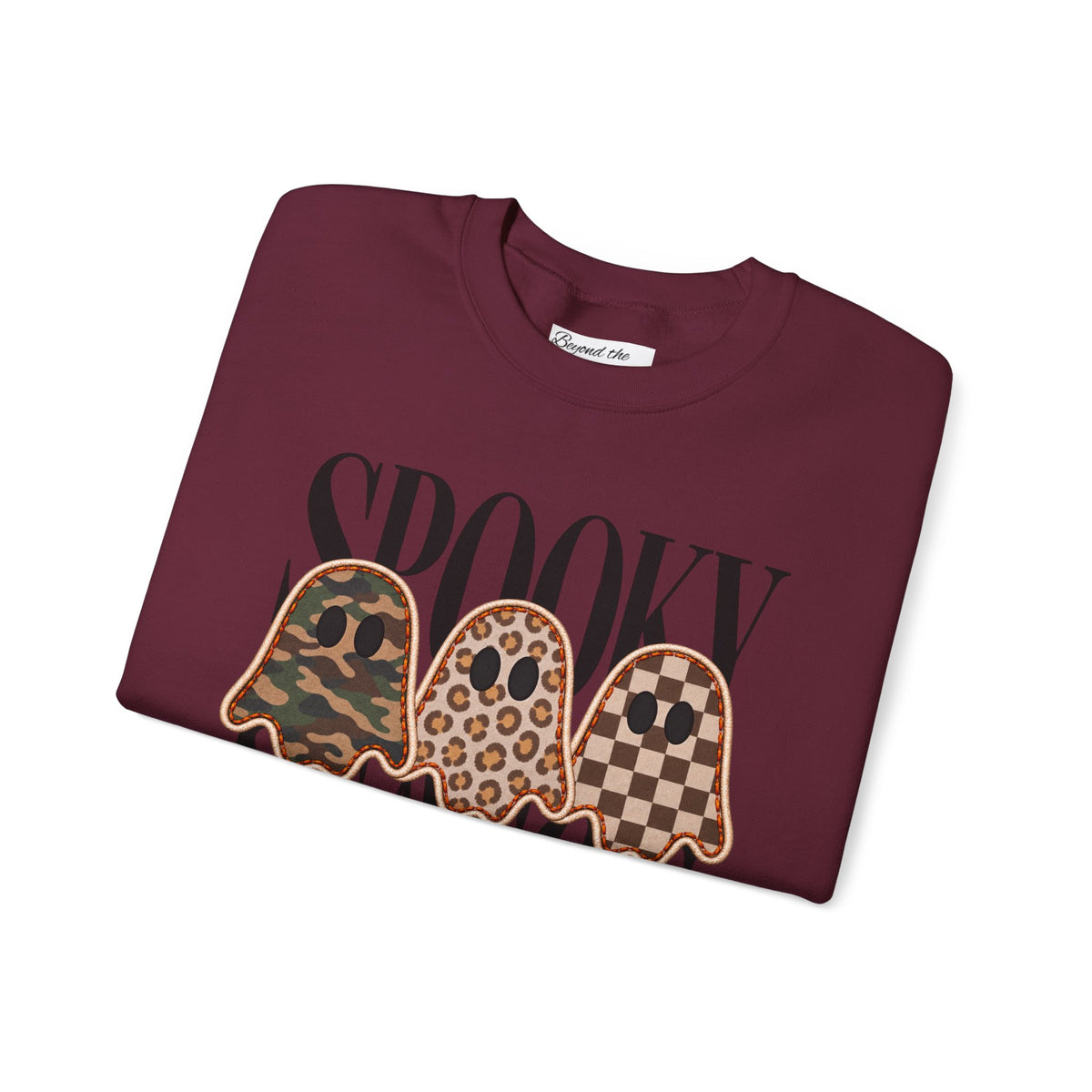 Spooky Season Ghost Sweatshirt, Cute Halloween Crewneck, Leopard Ghost Fall Sweater, Halloween Graphic Sweatshirt