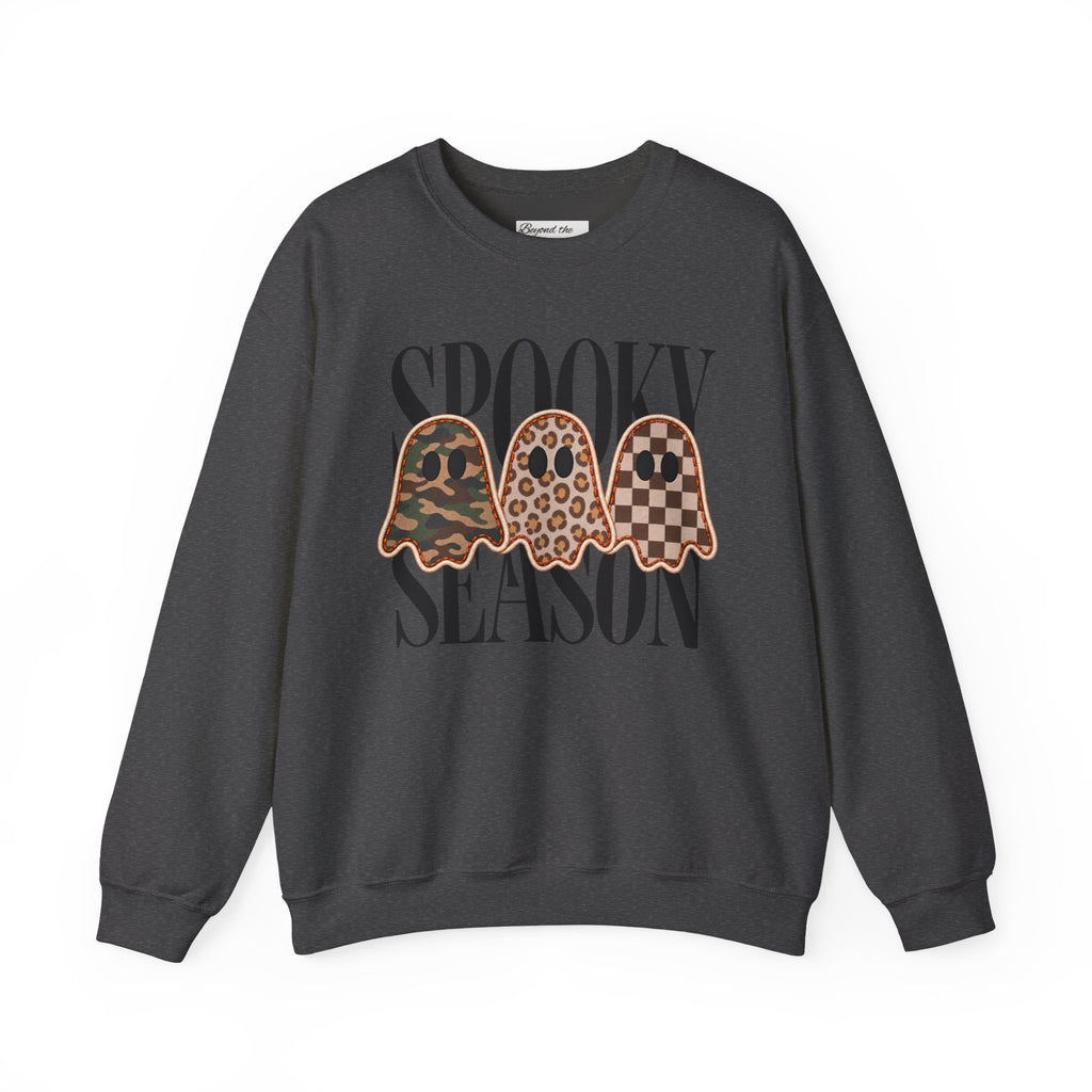Spooky Season Ghost Sweatshirt, Cute Halloween Crewneck, Leopard Ghost Fall Sweater, Halloween Graphic Sweatshirt