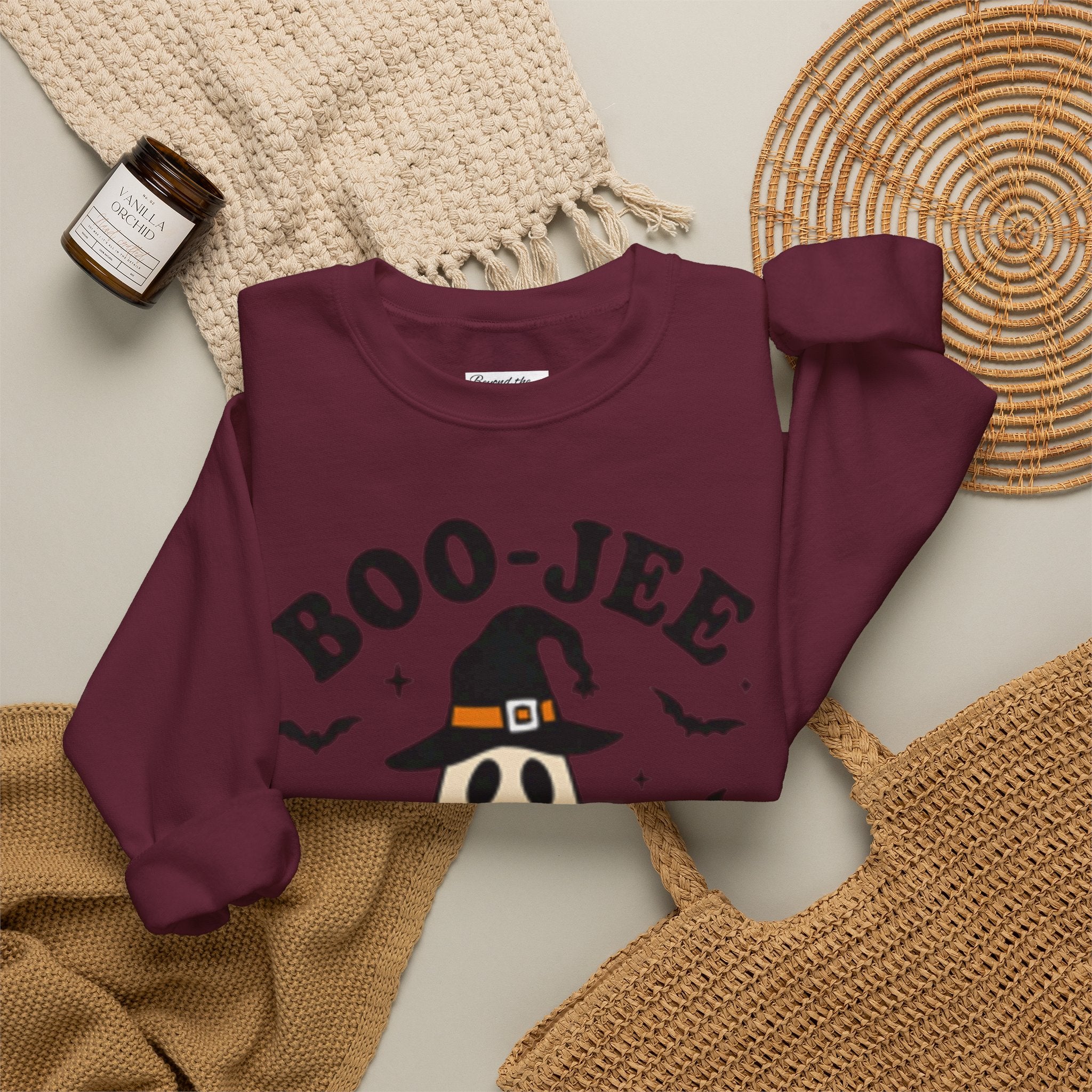 Boo-jee Ghost Sweatshirt – Cute Halloween Witch Ghost with Pumpkin & Boba
