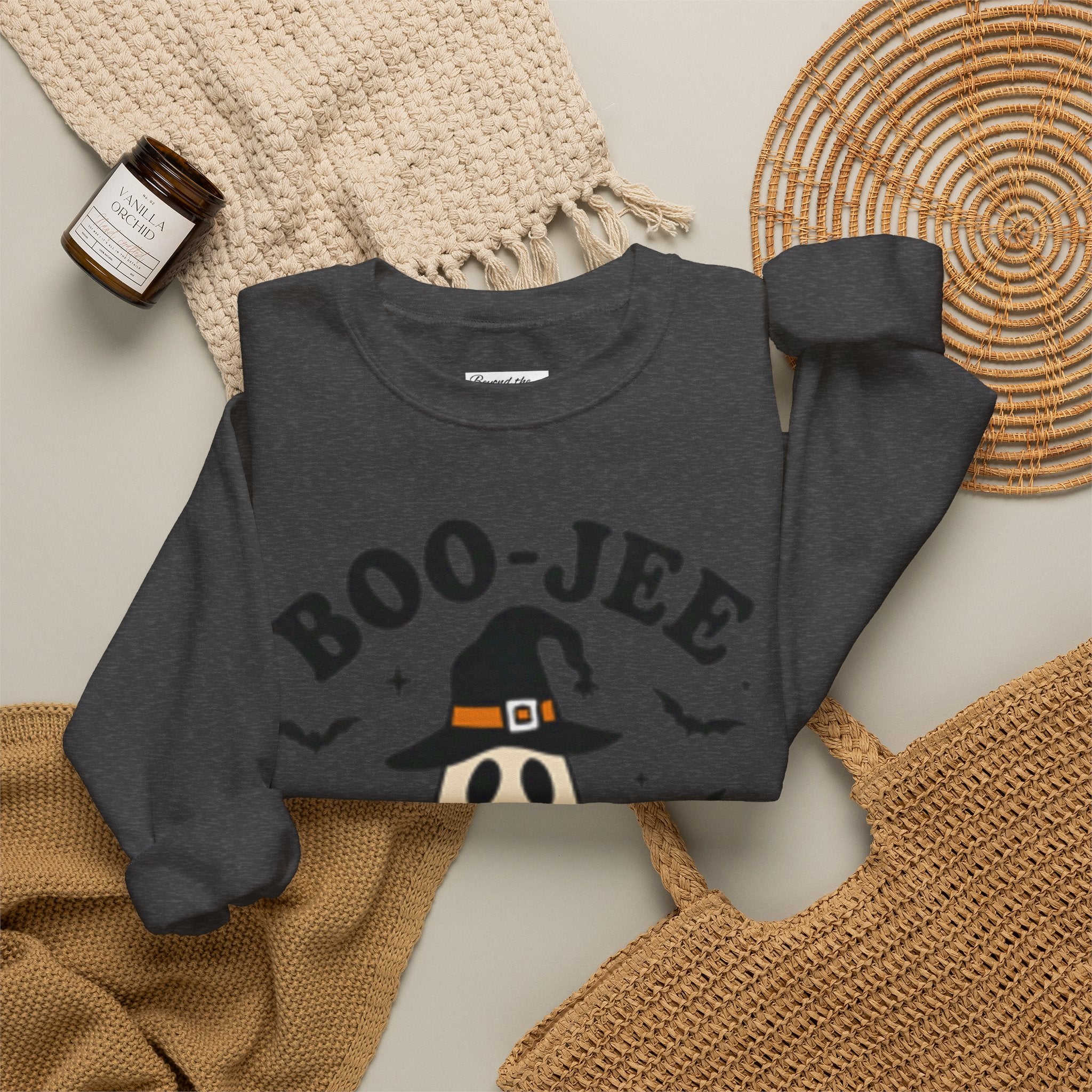 Boo-jee Ghost Sweatshirt – Cute Halloween Witch Ghost with Pumpkin & Boba