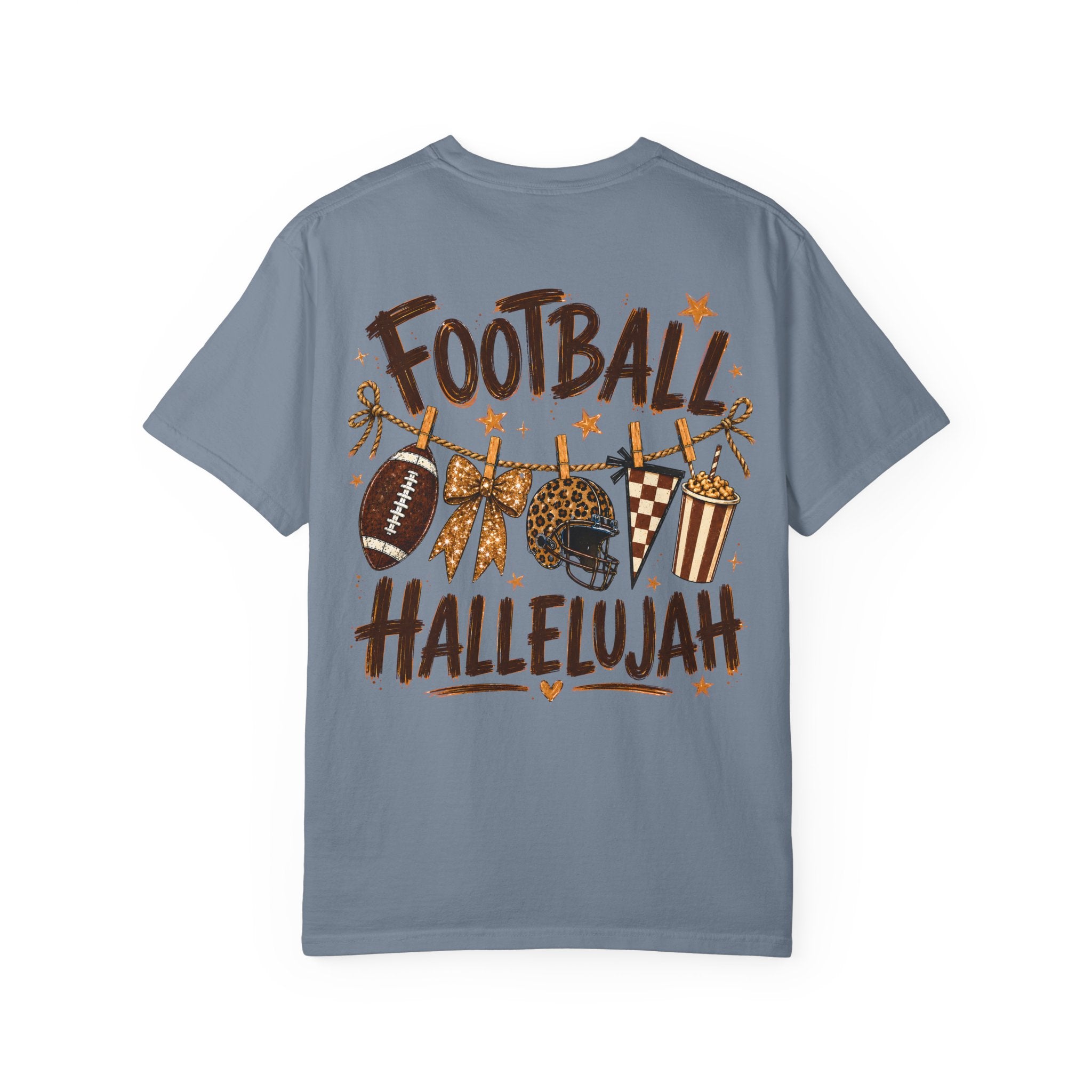 Football Hallelujah T-Shirt — Vintage Game Day Tee with Helmet & Pom Poms