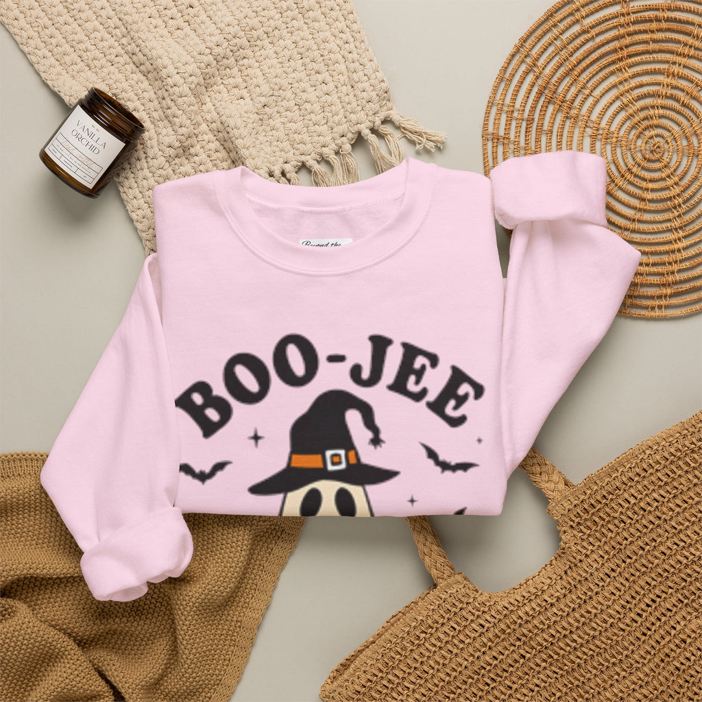 Boo-jee Ghost Sweatshirt – Cute Halloween Witch Ghost with Pumpkin & Boba