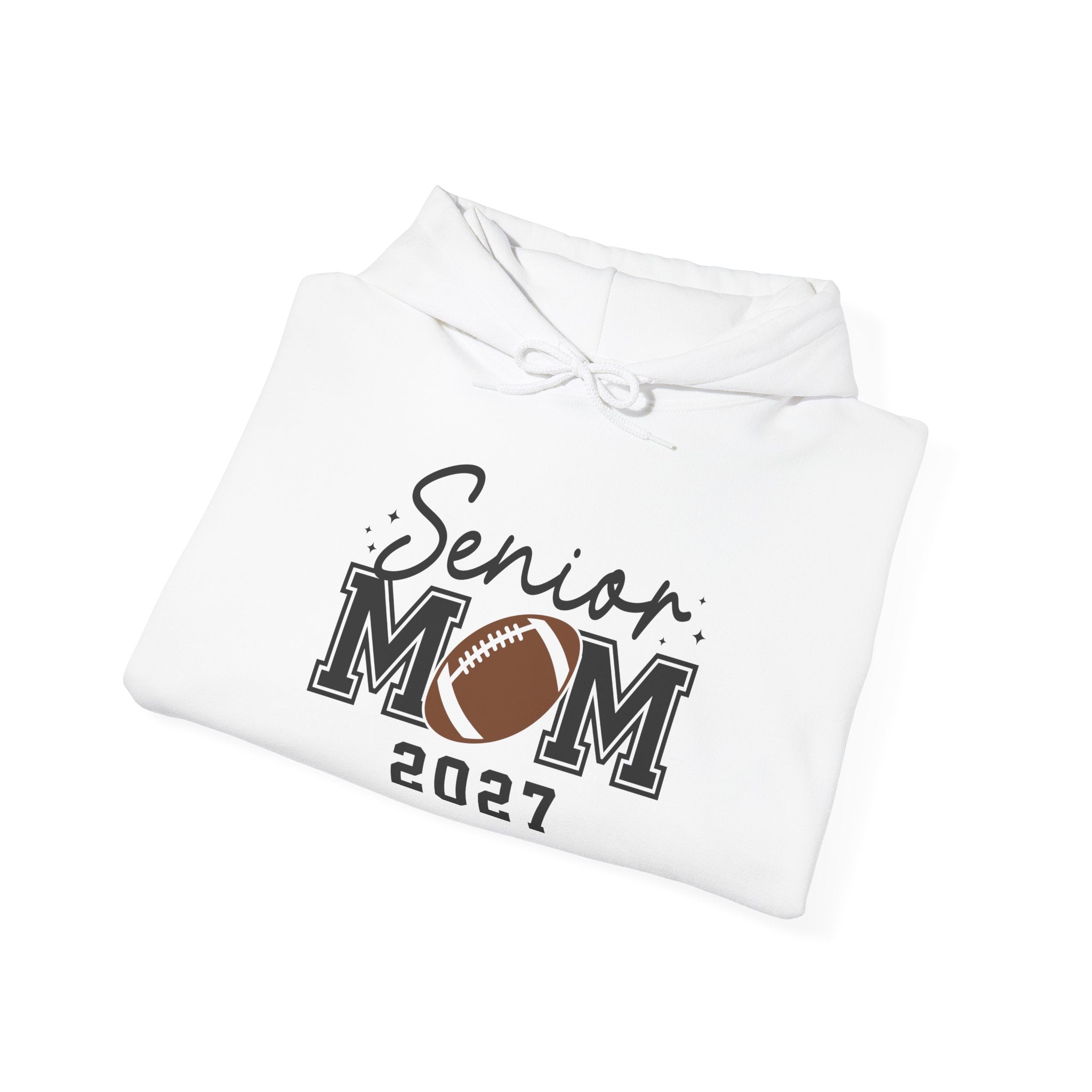 Senior Mom 2027 Football Hoodie — Custom Back & Sleeve Name/Number
