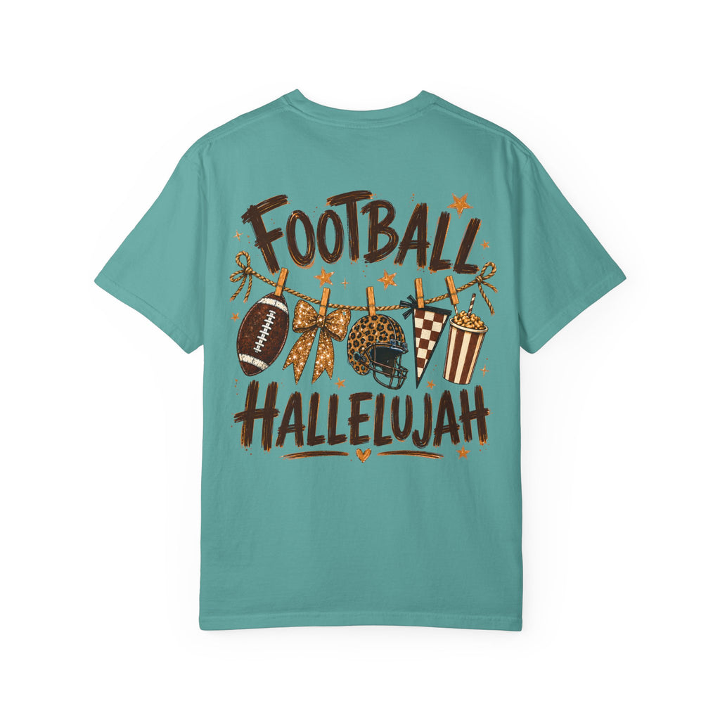 Football Hallelujah T-Shirt — Vintage Game Day Tee with Helmet & Pom Poms
