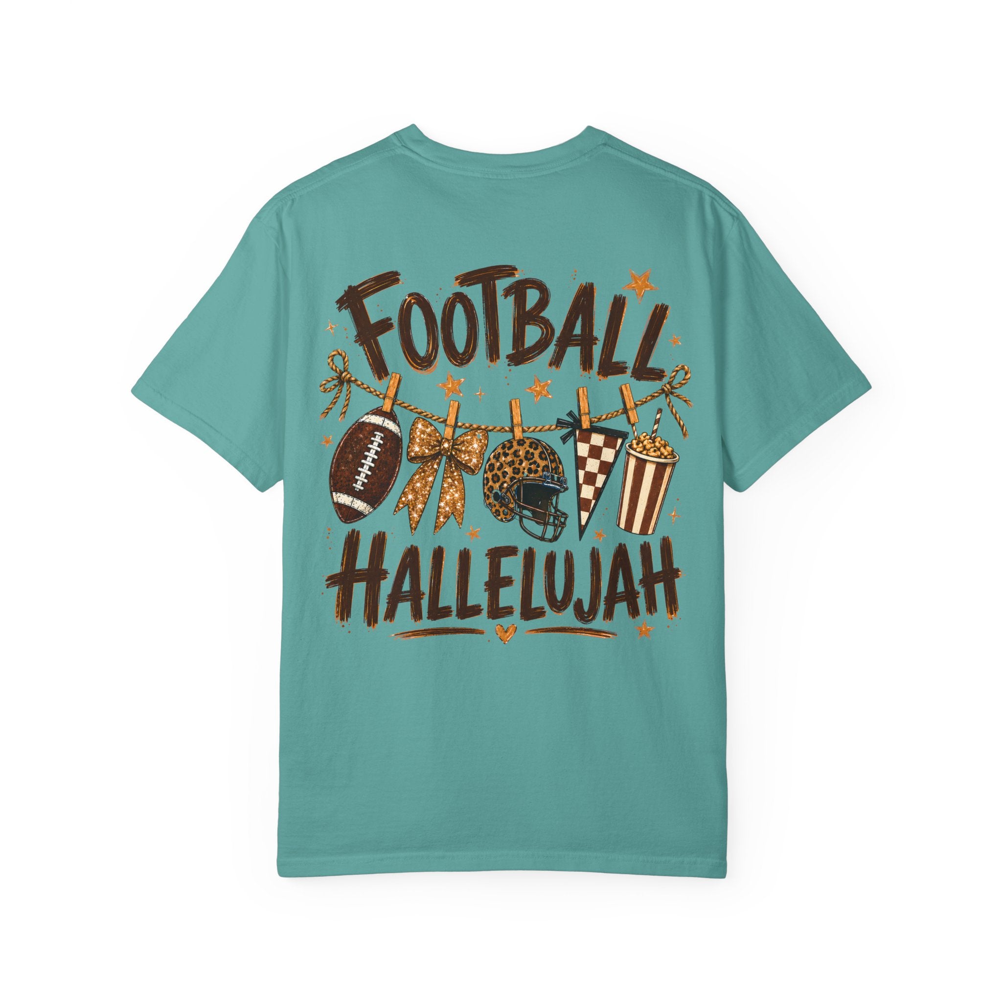 Football Hallelujah T-Shirt — Vintage Game Day Tee with Helmet & Pom Poms