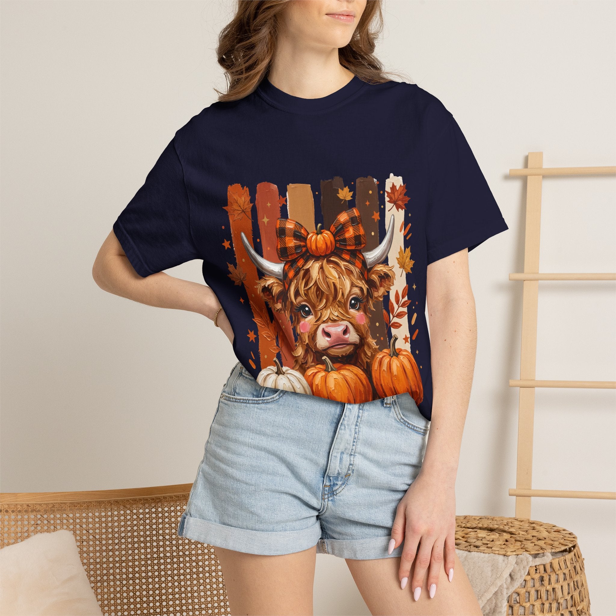 Autumn Highland Cow T-Shirt — Cute Pumpkin Fall Graphic Tee