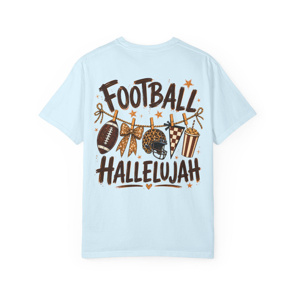 Football Hallelujah T-Shirt — Vintage Game Day Tee with Helmet & Pom Poms