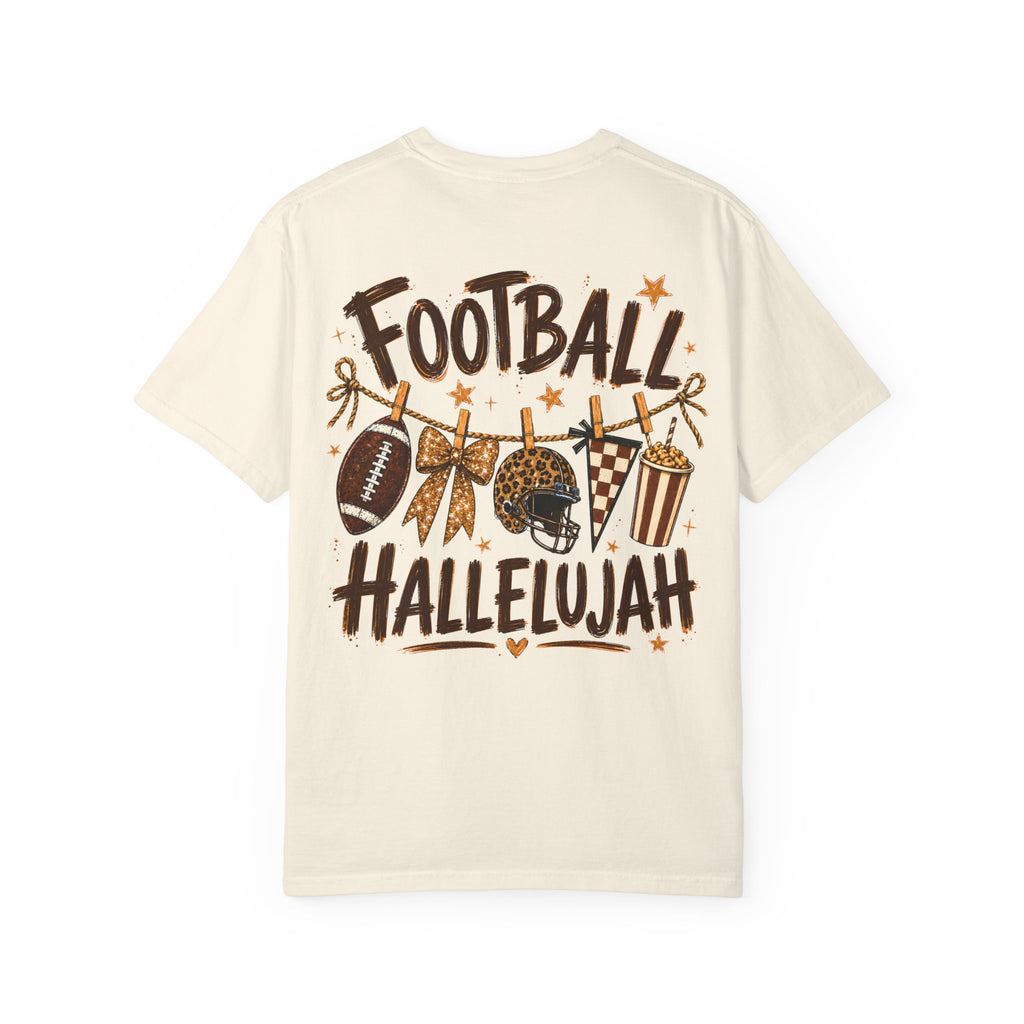 Football Hallelujah T-Shirt — Vintage Game Day Tee with Helmet & Pom Poms
