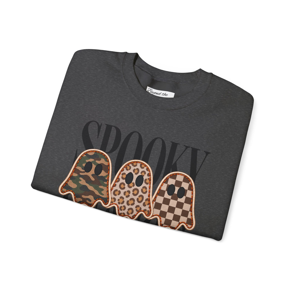 Spooky Season Ghost Sweatshirt, Cute Halloween Crewneck, Leopard Ghost Fall Sweater, Halloween Graphic Sweatshirt