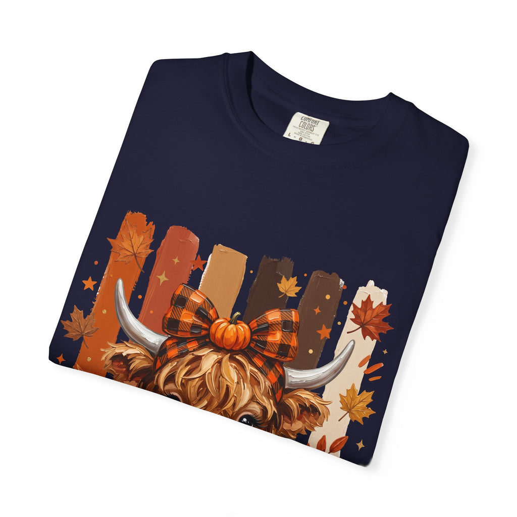 Autumn Highland Cow T-Shirt — Cute Pumpkin Fall Graphic Tee