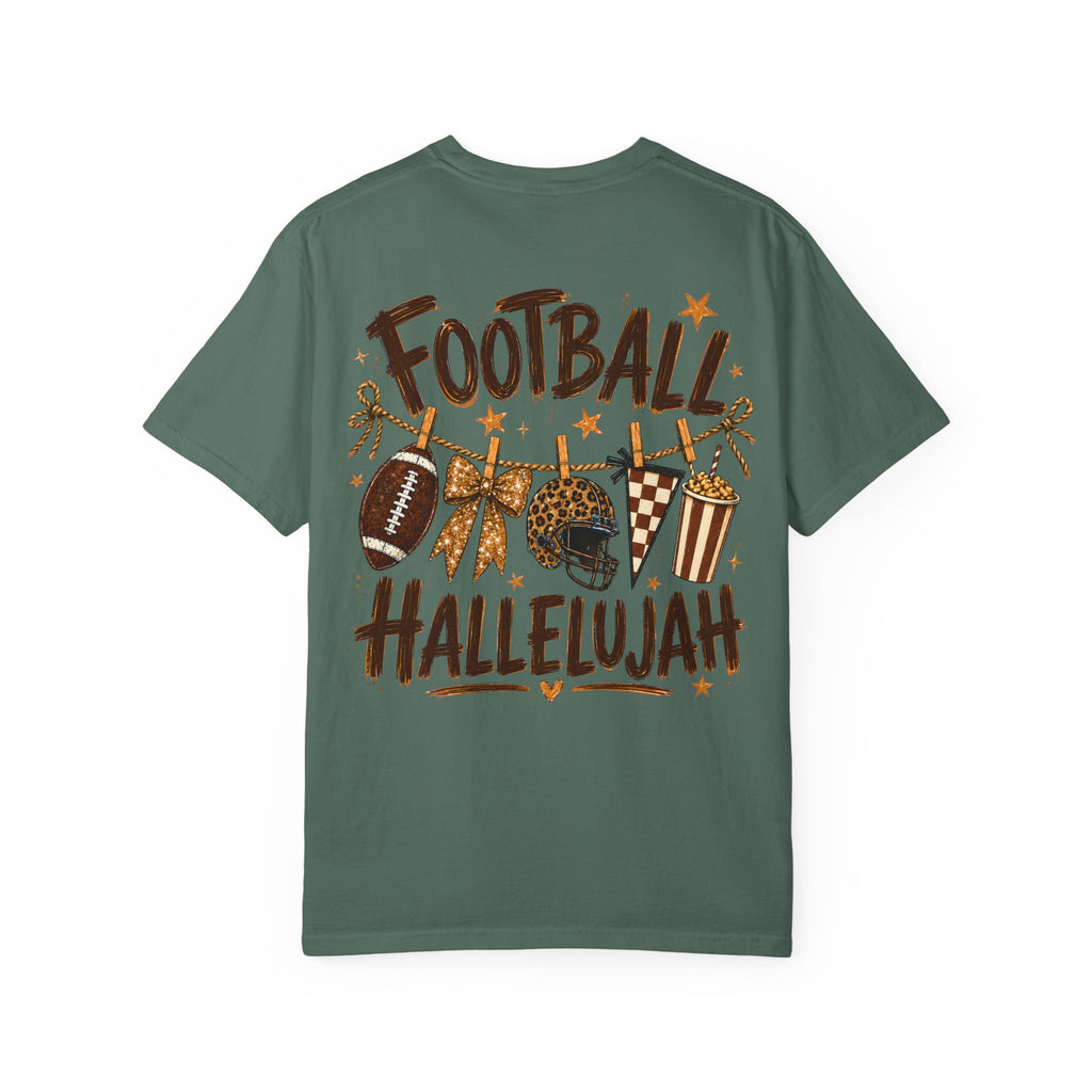 Football Hallelujah T-Shirt — Vintage Game Day Tee with Helmet & Pom Poms