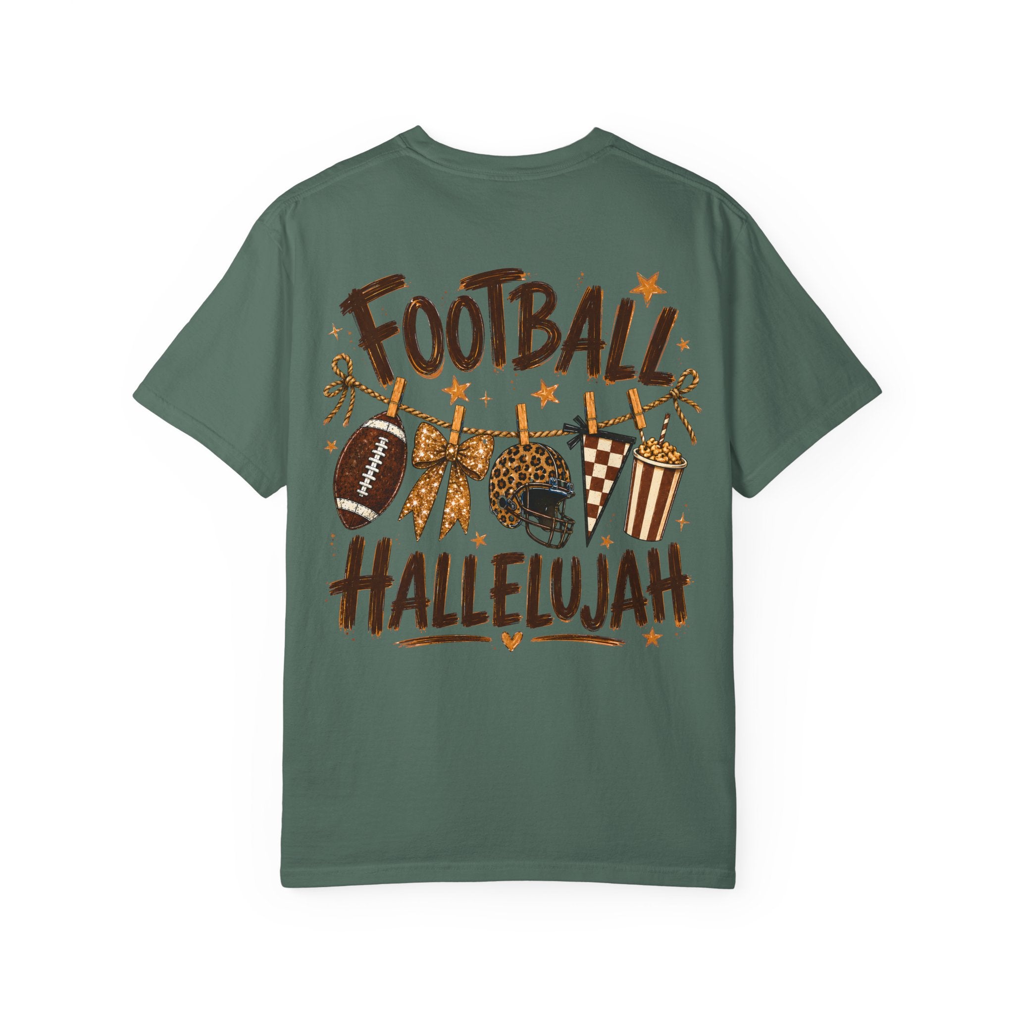 Football Hallelujah T-Shirt — Vintage Game Day Tee with Helmet & Pom Poms