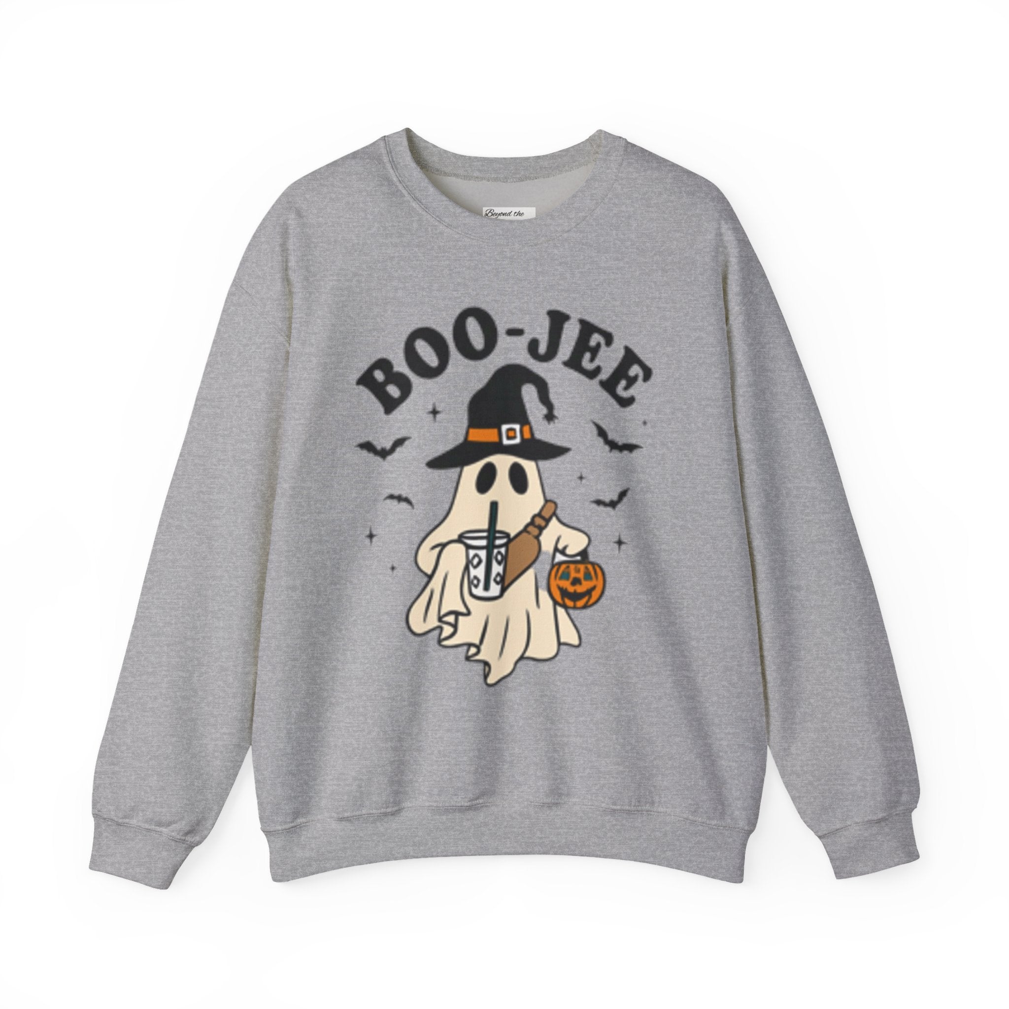 Boo-jee Ghost Sweatshirt – Cute Halloween Witch Ghost with Pumpkin & Boba