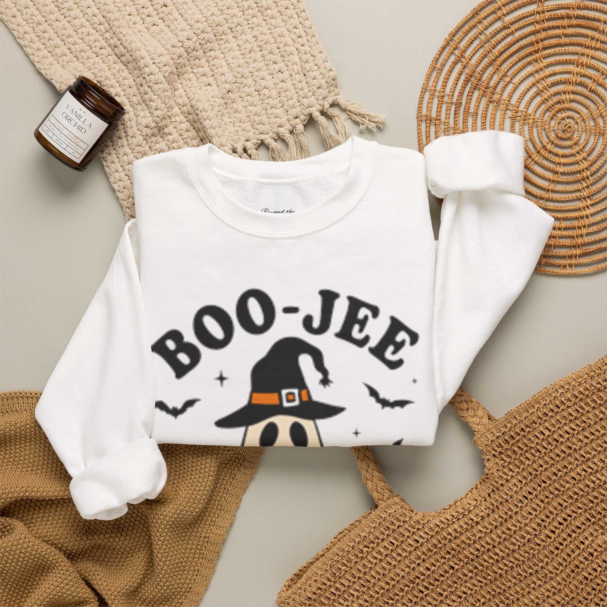 Boo-jee Ghost Sweatshirt – Cute Halloween Witch Ghost with Pumpkin & Boba
