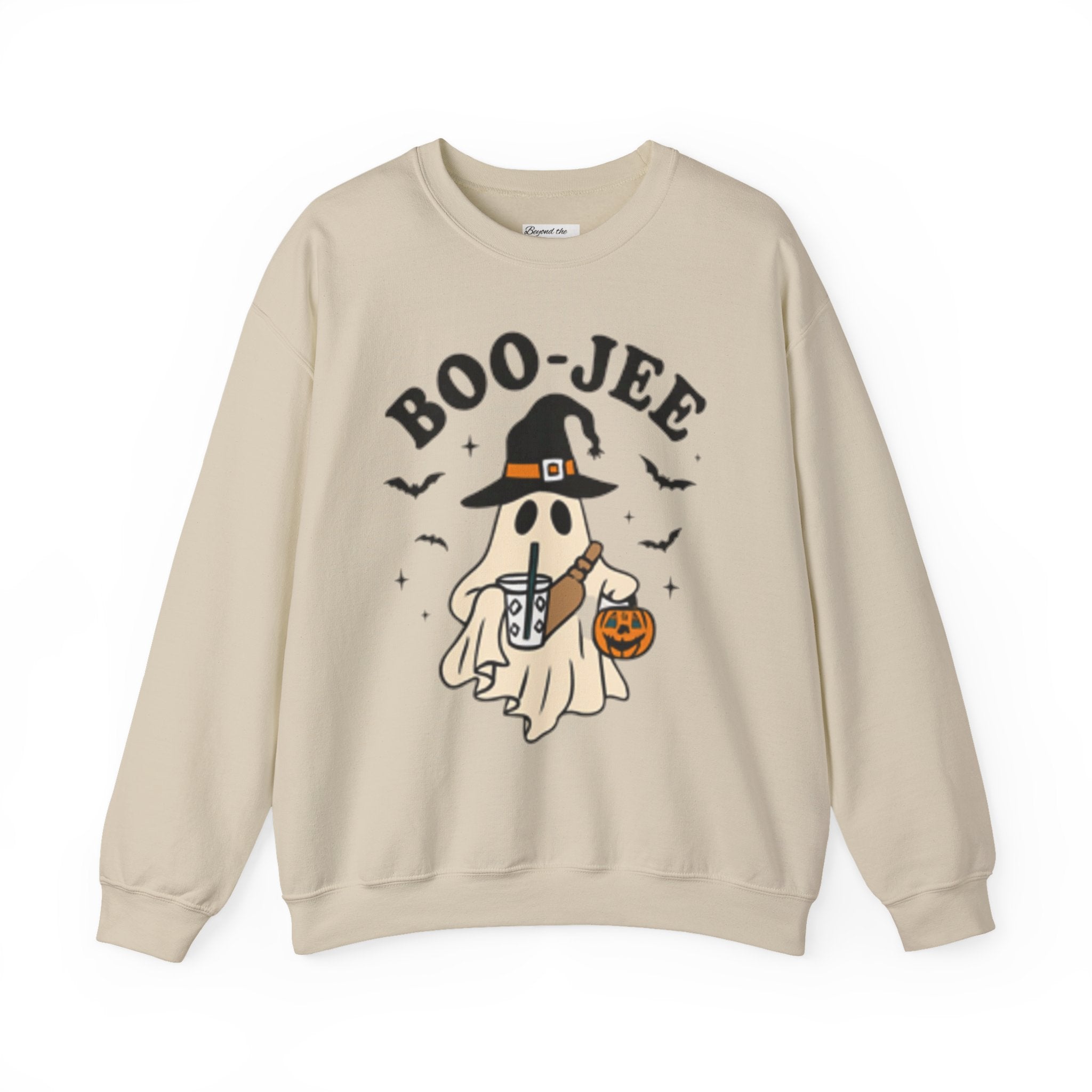 Boo-jee Ghost Sweatshirt – Cute Halloween Witch Ghost with Pumpkin & Boba