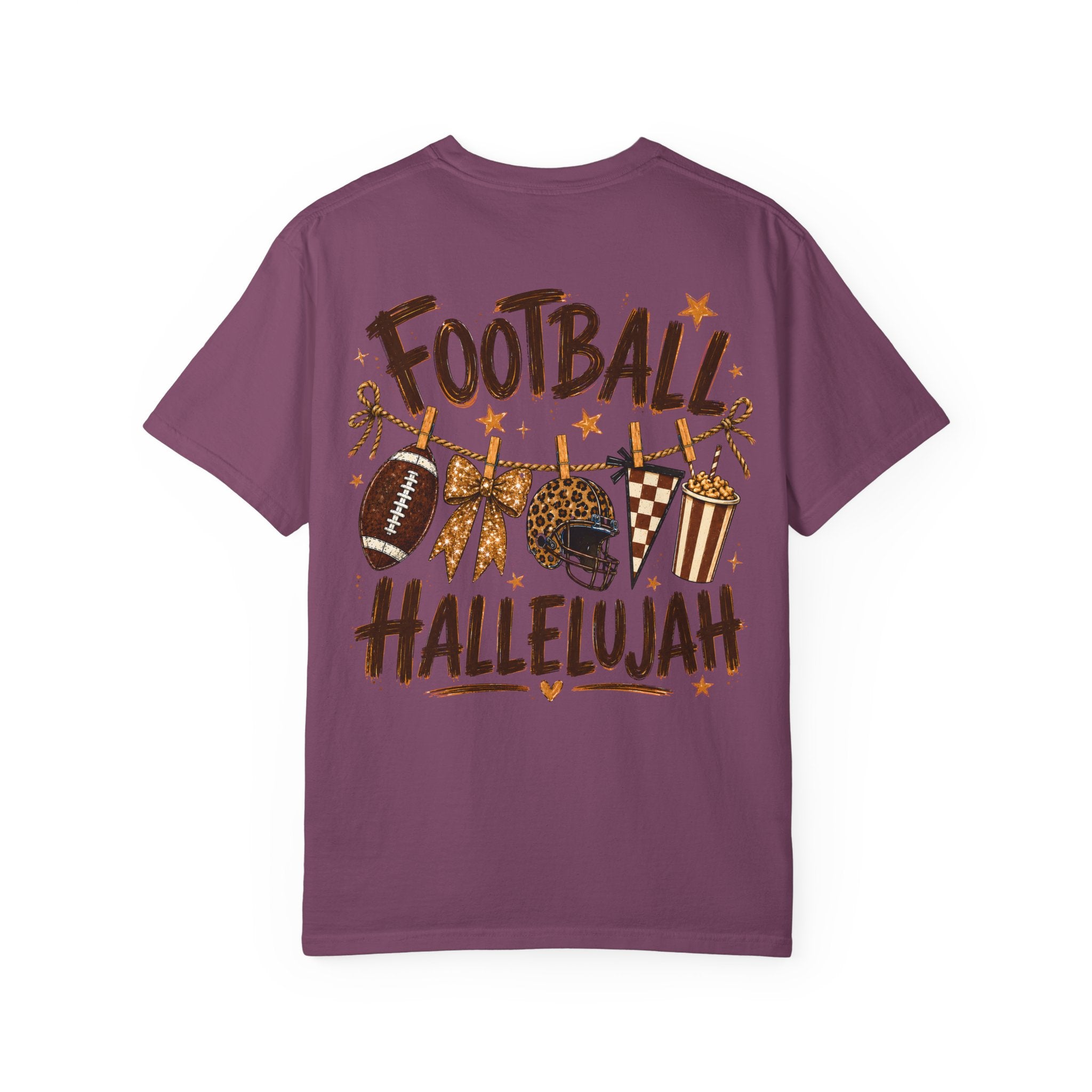 Football Hallelujah T-Shirt — Vintage Game Day Tee with Helmet & Pom Poms