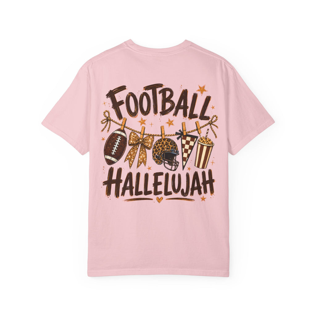 Football Hallelujah T-Shirt — Vintage Game Day Tee with Helmet & Pom Poms