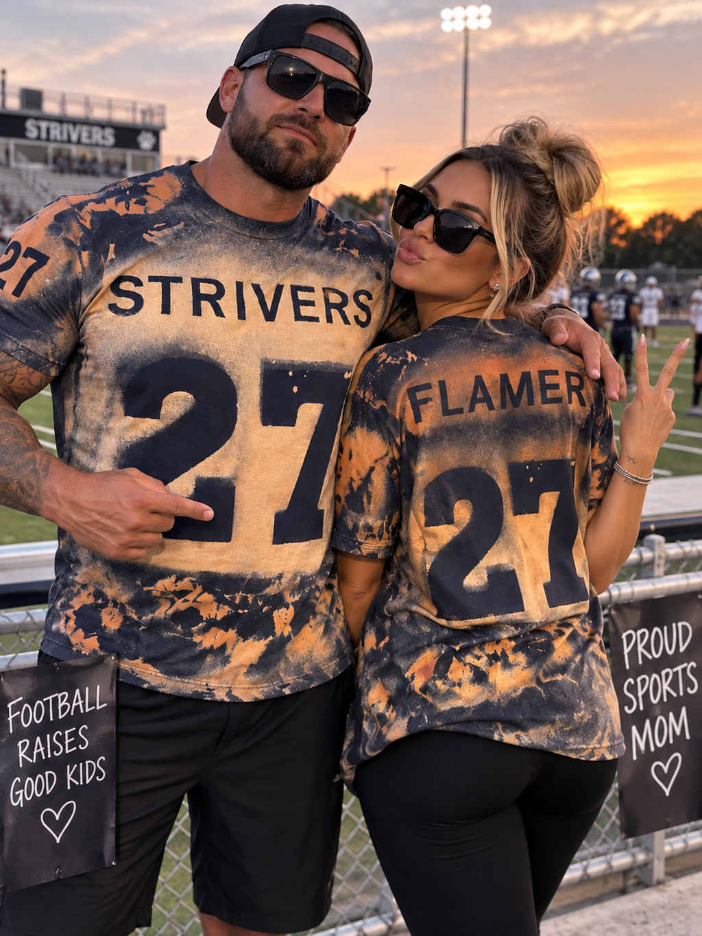 🏈 CUSTOM FOOTBALL MOM & DAD VINTAGE DISTRESSED JERSEY TEE