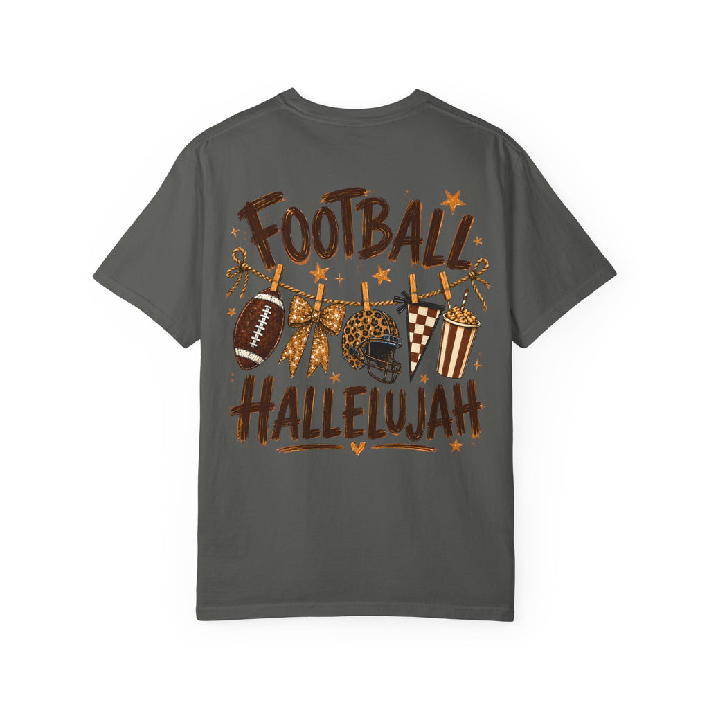 Football Hallelujah T-Shirt — Vintage Game Day Tee with Helmet & Pom Poms
