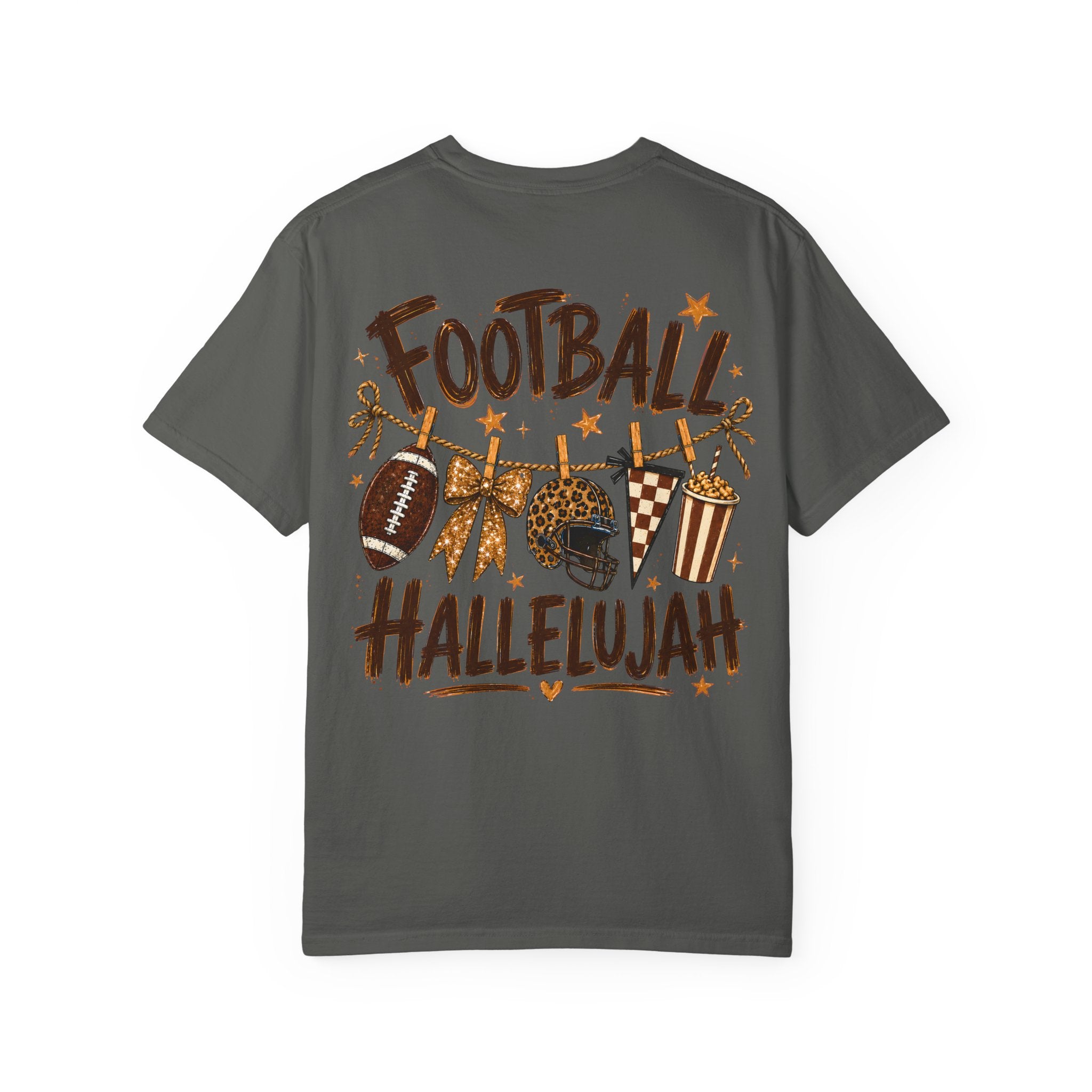 Football Hallelujah T-Shirt — Vintage Game Day Tee with Helmet & Pom Poms