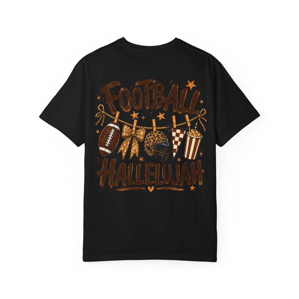 Football Hallelujah T-Shirt — Vintage Game Day Tee with Helmet & Pom Poms
