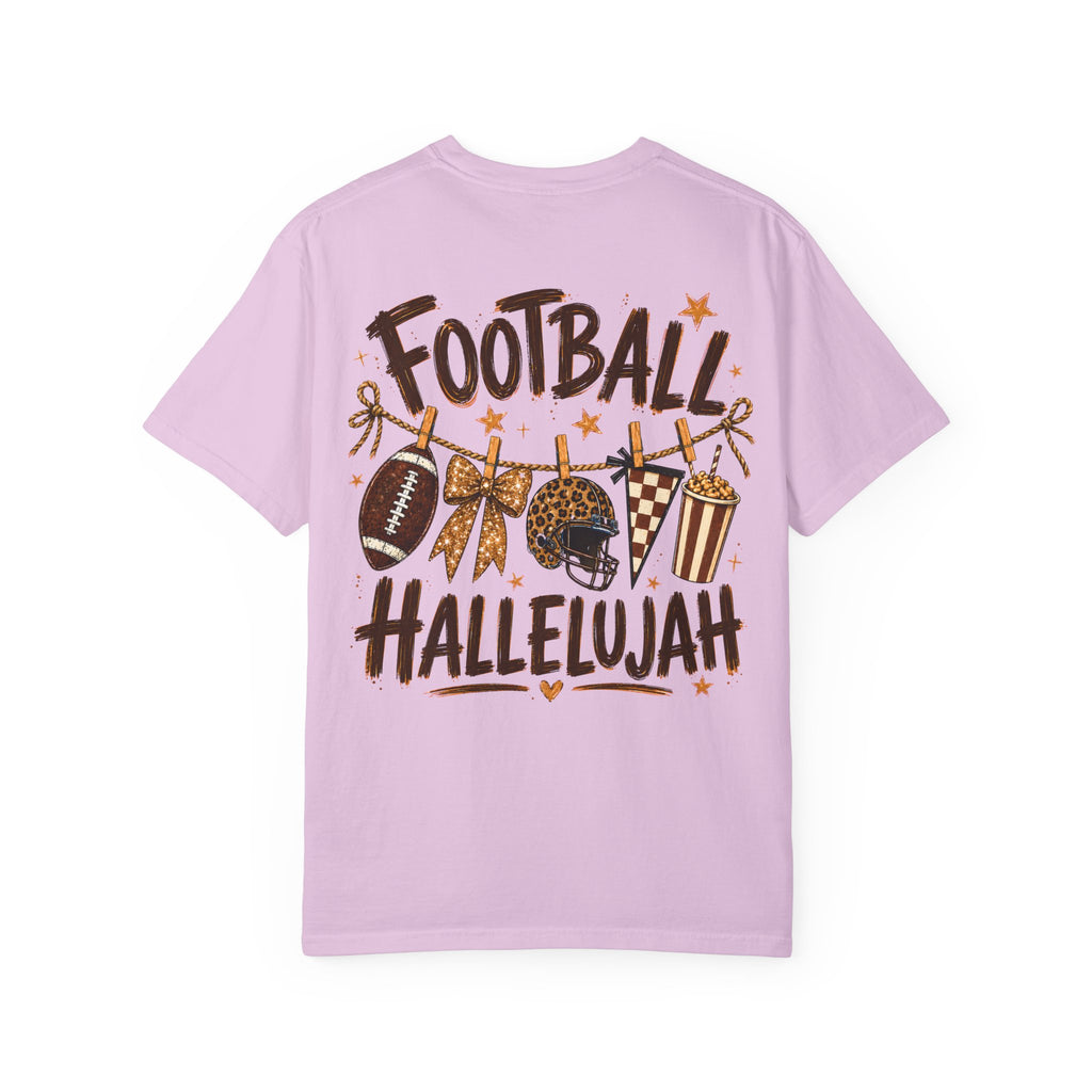 Football Hallelujah T-Shirt — Vintage Game Day Tee with Helmet & Pom Poms