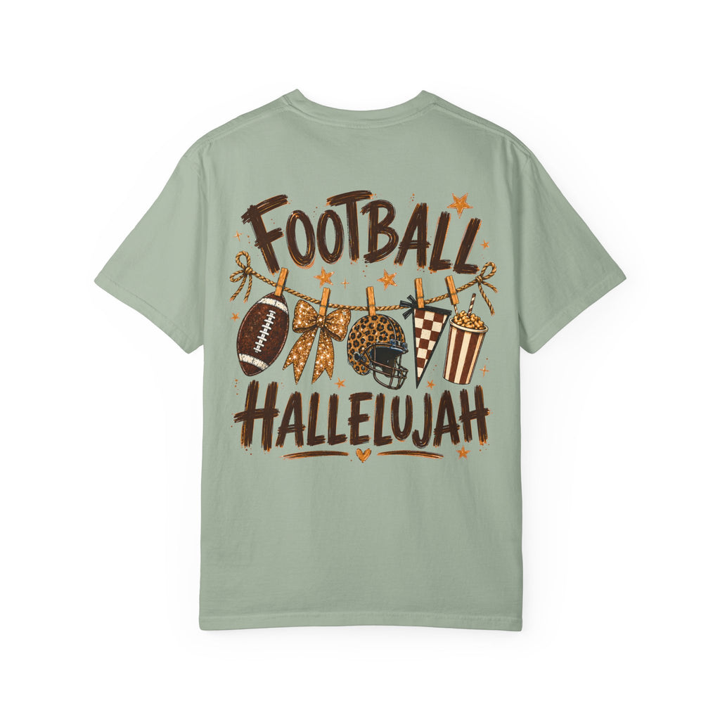 Football Hallelujah T-Shirt — Vintage Game Day Tee with Helmet & Pom Poms