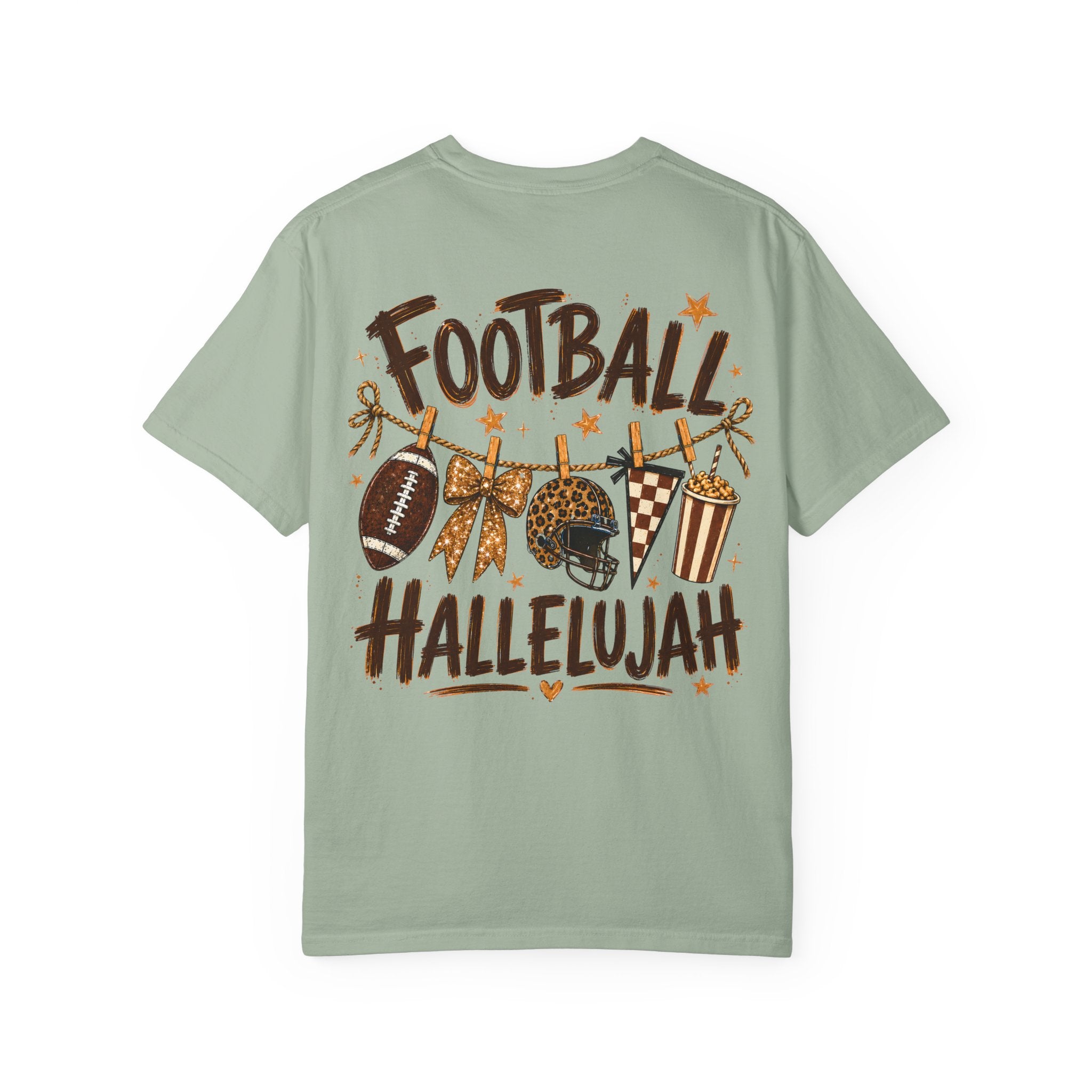Football Hallelujah T-Shirt — Vintage Game Day Tee with Helmet & Pom Poms