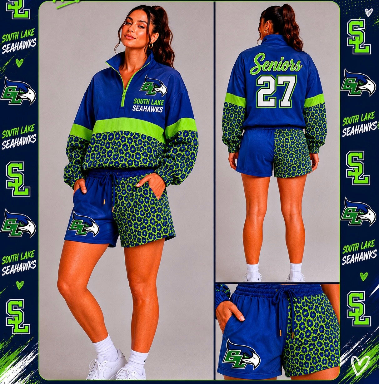 South Lake Seahawks ‘27 leopard Windbreaker Set