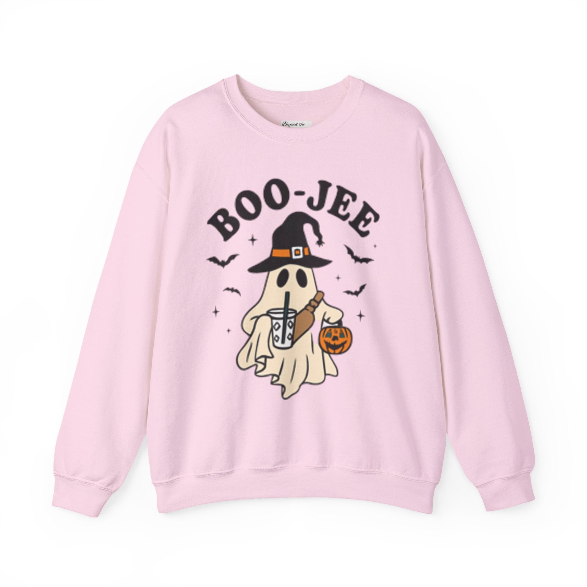Boo-jee Ghost Sweatshirt – Cute Halloween Witch Ghost with Pumpkin & Boba