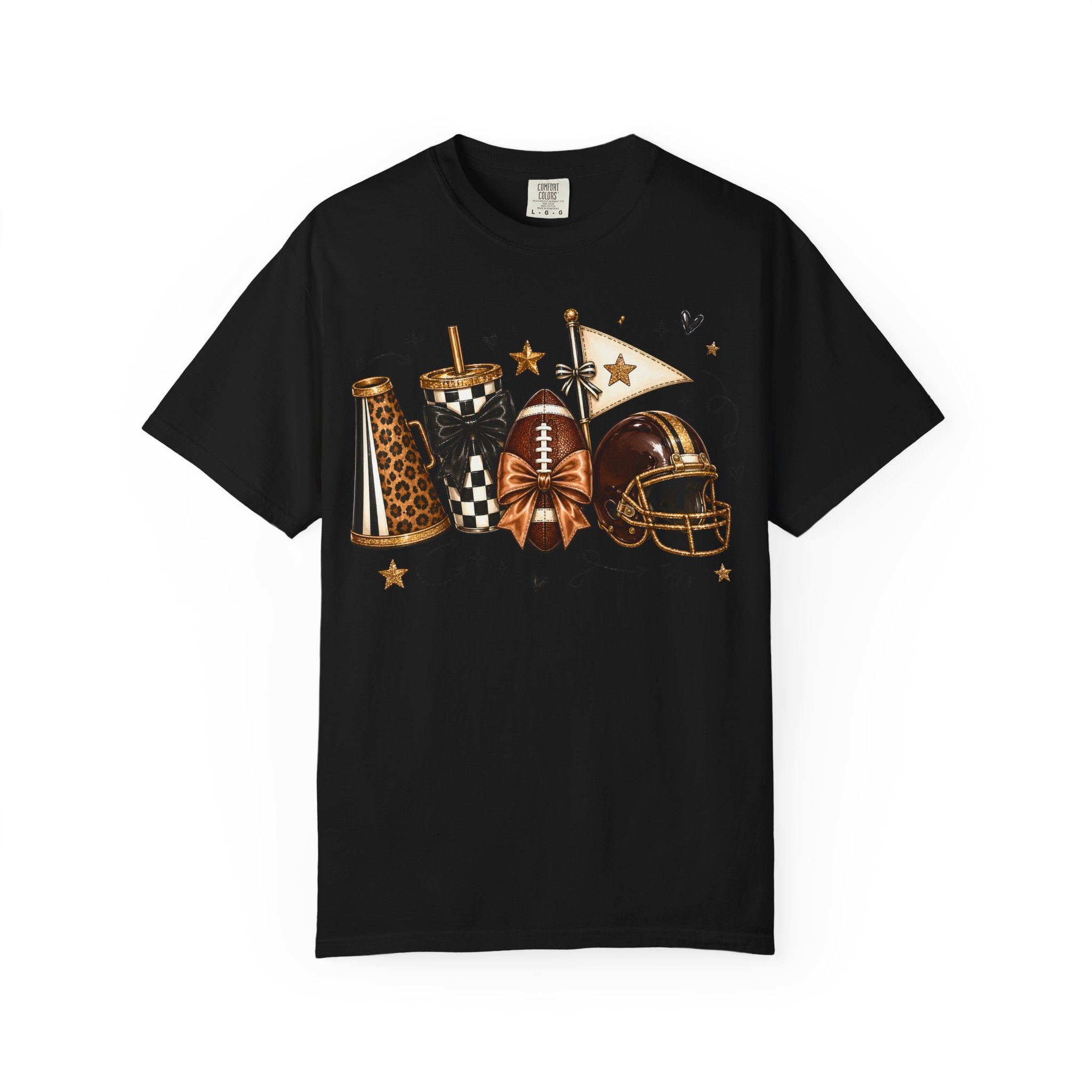 Football Tailgate Graphic T-Shirt — Helmet, Cleats & Game Day Icons