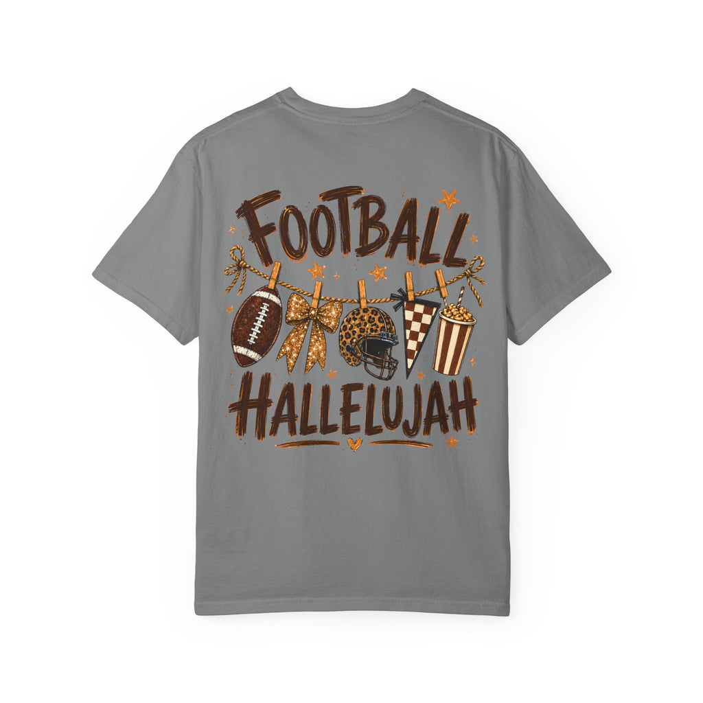 Football Hallelujah T-Shirt — Vintage Game Day Tee with Helmet & Pom Poms