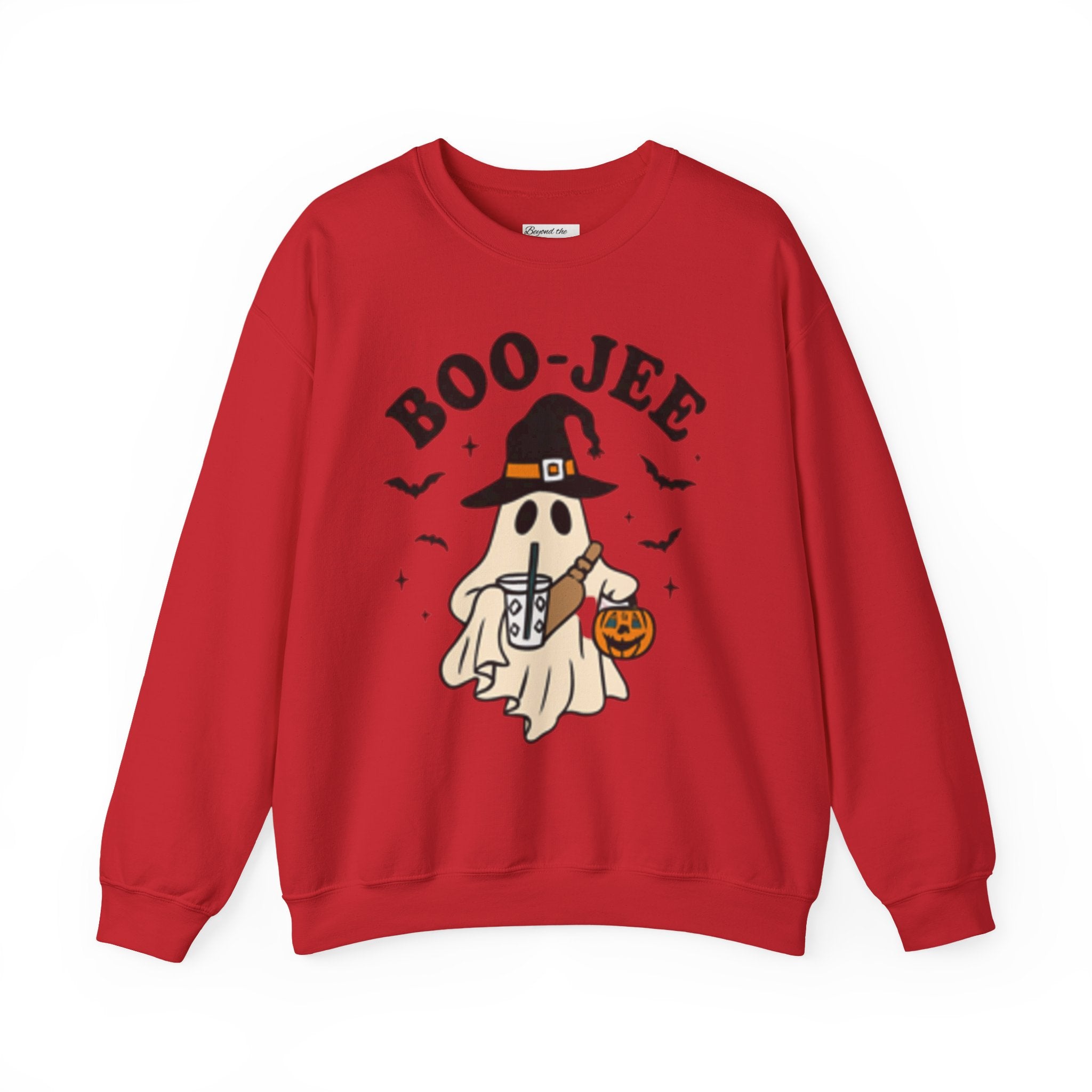Boo-jee Ghost Sweatshirt – Cute Halloween Witch Ghost with Pumpkin & Boba