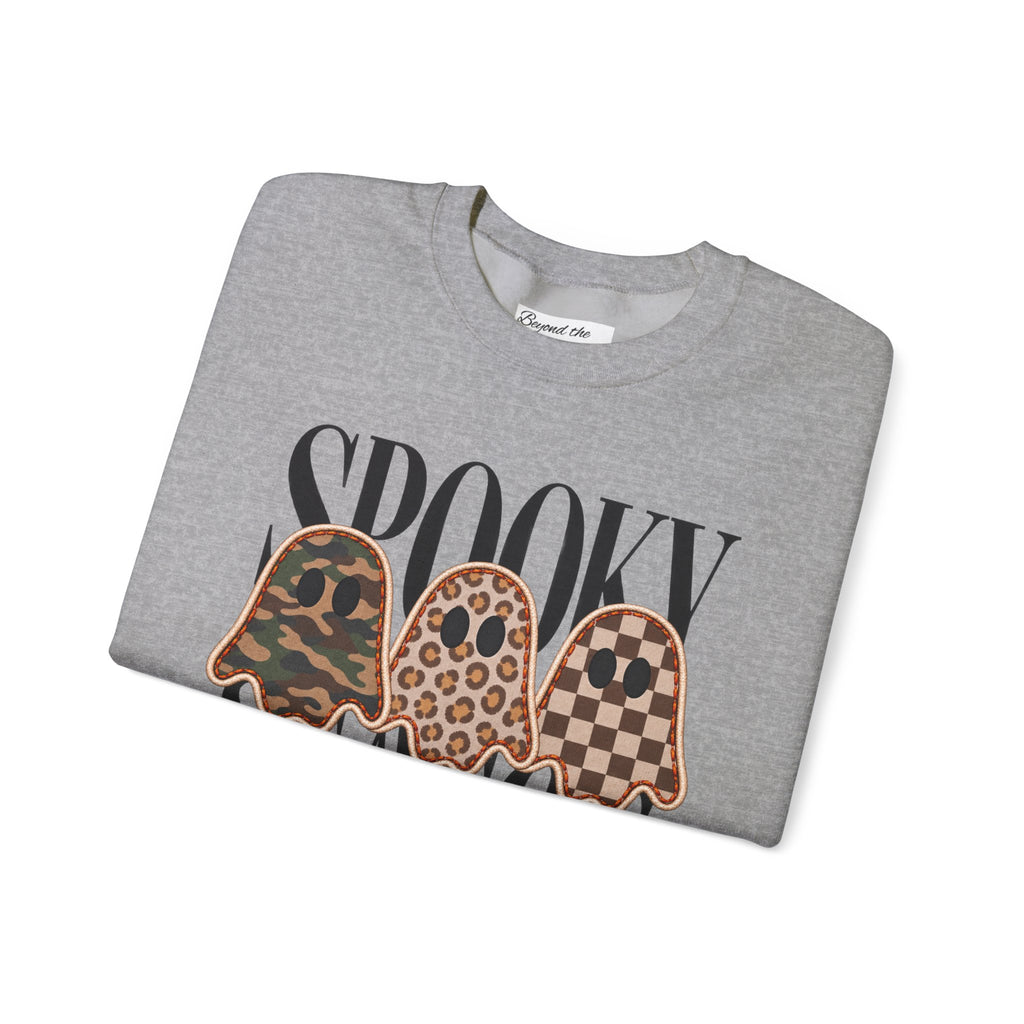 Spooky Season Ghost Sweatshirt, Cute Halloween Crewneck, Leopard Ghost Fall Sweater, Halloween Graphic Sweatshirt
