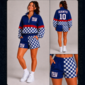 🏈 New York Giants Inspired Women’s Game Day Sets Quarter-Zip + Shorts Set