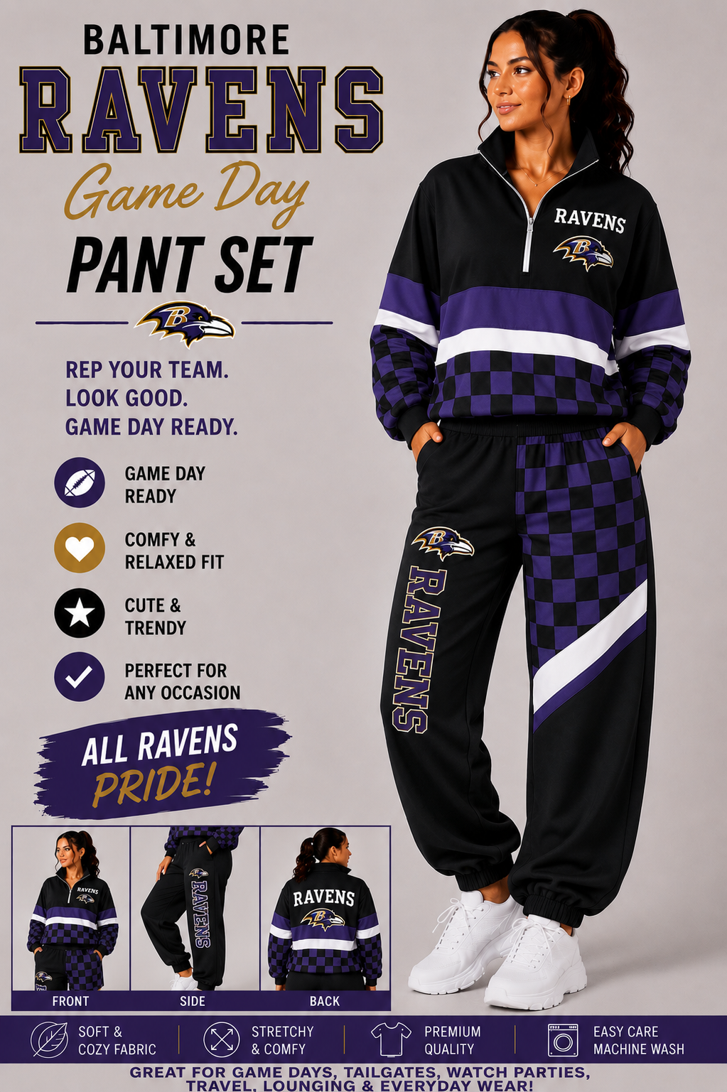 Baltimore Ravens Game Day Pant Set 💜🖤🏈