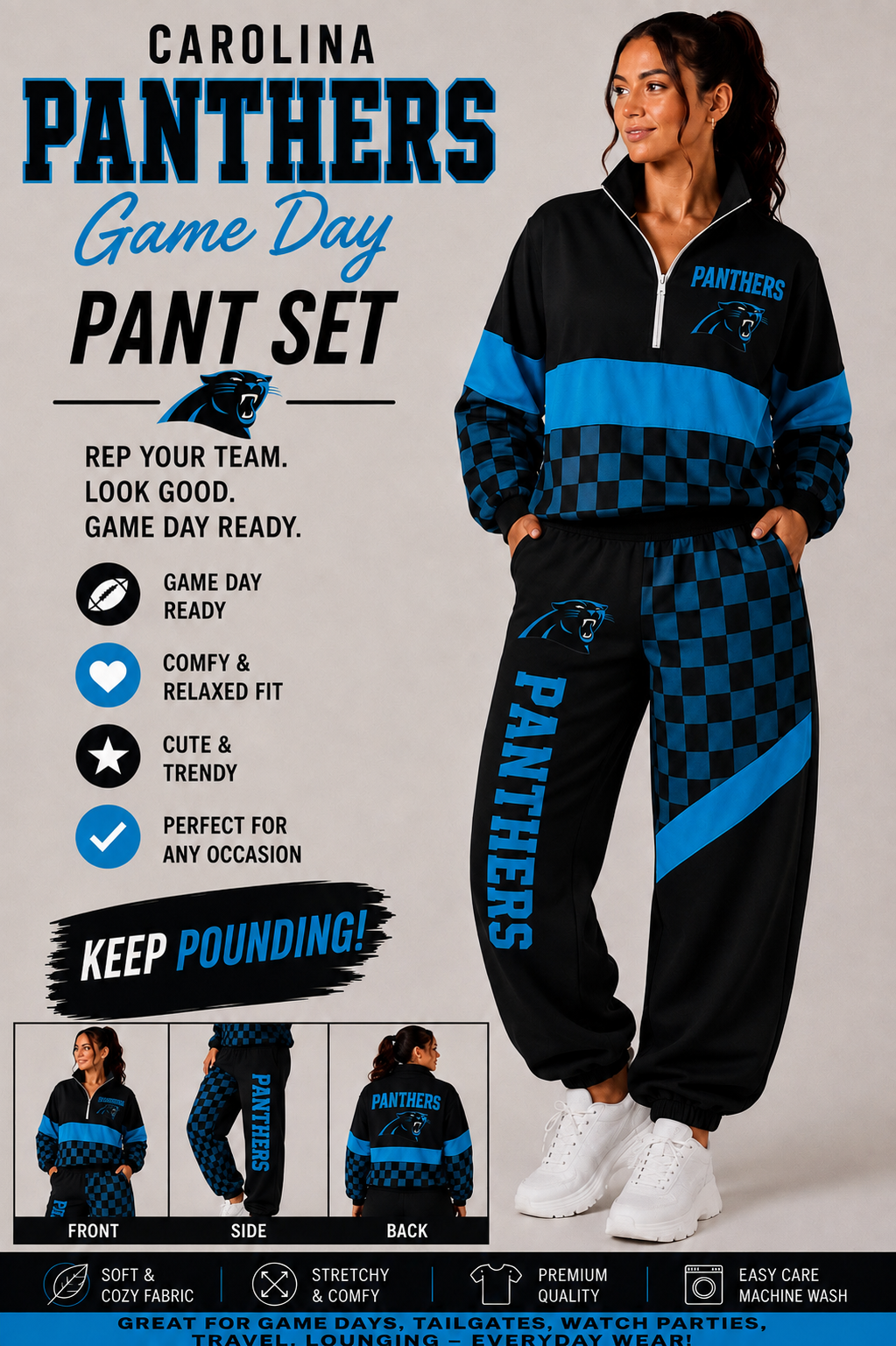 Carolina Panthers Game Day Pant Set 🖤💙