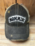 Mommin' distressed snapback mesh hat